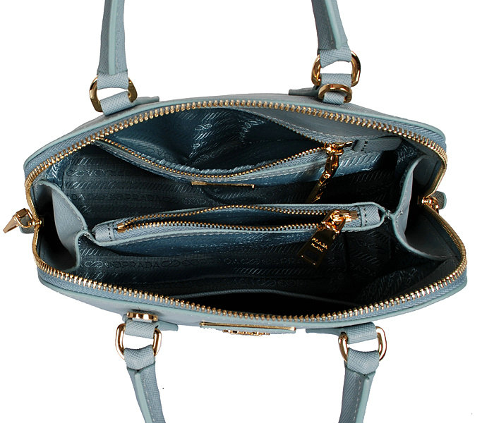 2014 Prada Saffiano Leather Small Two Handle Bag BL0838 lake blue for sale